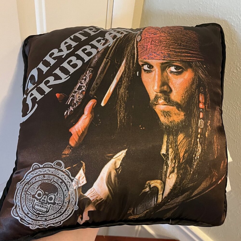 Pirates of the Caribbean  Jack Sparrow - Silk Throw Pillow - 14 inches tall